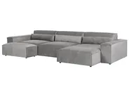Modular Corner Sofa 4 Seater HELLNAR with Ottoman Fabric Grey Left Hand_911998