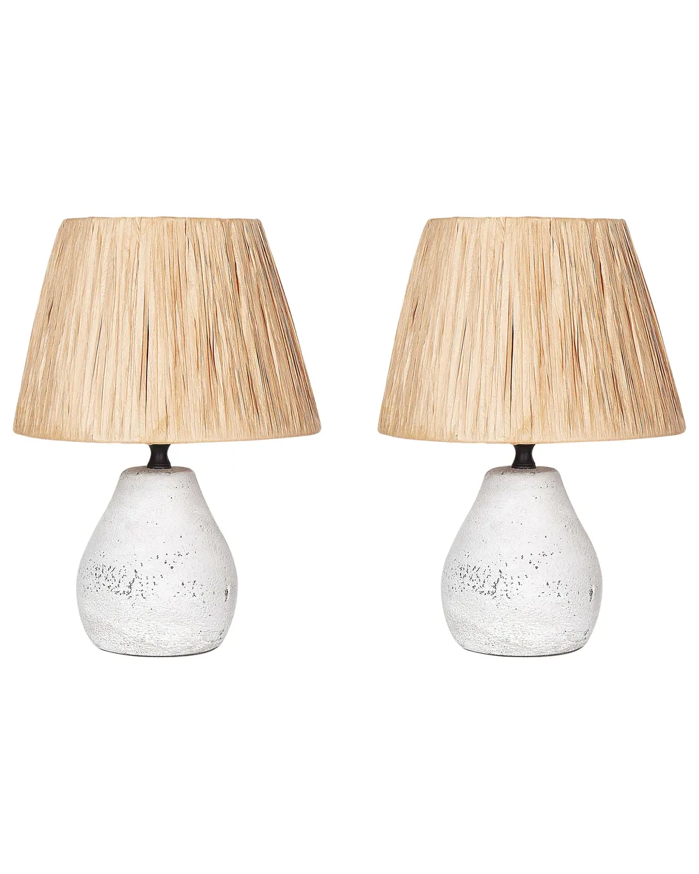 Tischlampe 2er Set ARWADITO Keramik Cremeweiß