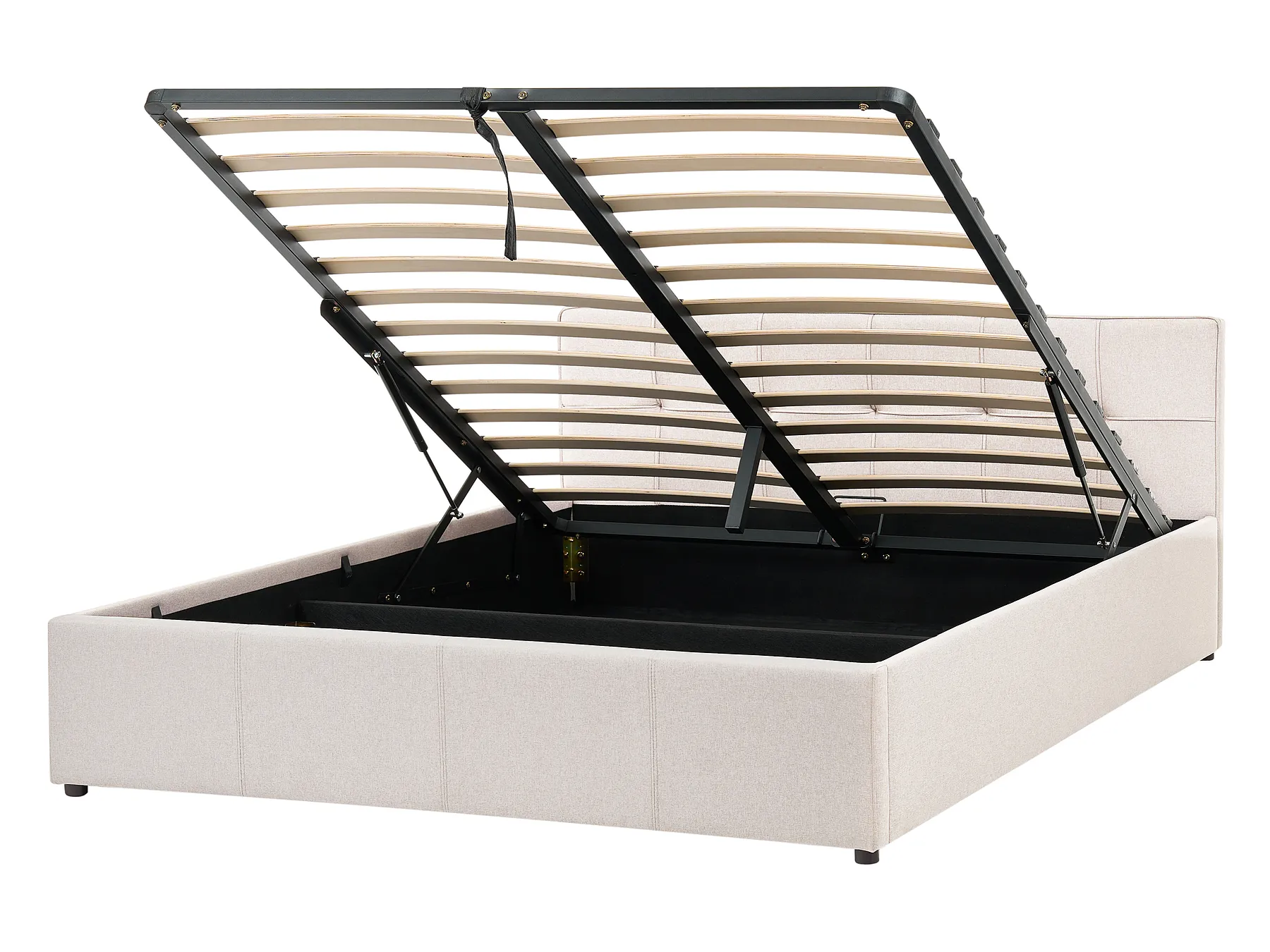 Ottoman Bed LAURESSES Fabric Light Beige 140 x 200 cm (EU Double)_1153484