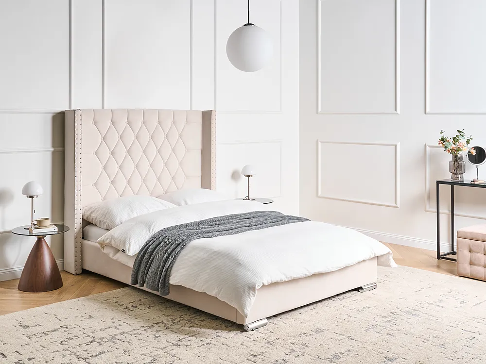 Bed Velvet LUBBON 140 x 200 cm (EU Double) Off-White_882154