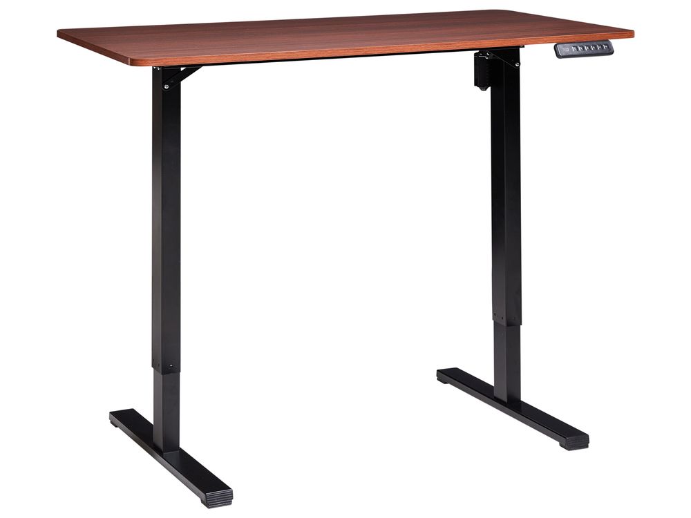 Elektrisch verstelbaar sta-bureau TAVARES 120 cm 60 cm Bruin/zwart
