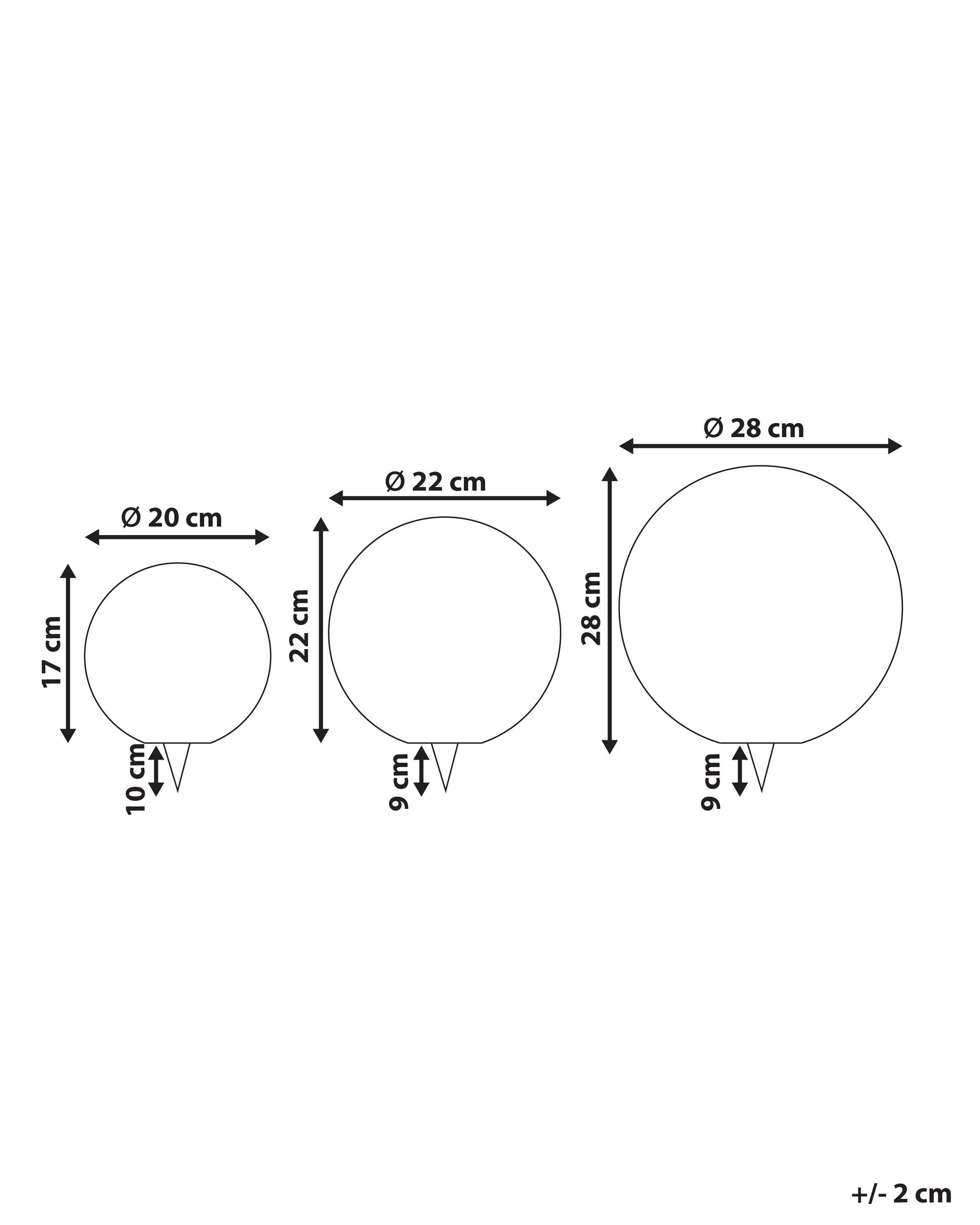 Set mit 3 Solar LED-Kugellampen für den Außenbereich LOBAINA mit Fernbedienung Weiß_960793