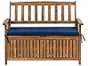 Garden Bench with Cushion SOVANA 120 cm with Storage Acacia Wood Blue
