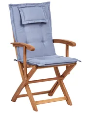 Set mit 2 Stühlen und Sitzkissen MAUI II Akazienholz Blau_926566