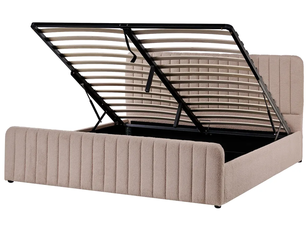 Bett mit Stauraum LUNAN Bouclé Taupe 180 x 200 cm_1048584