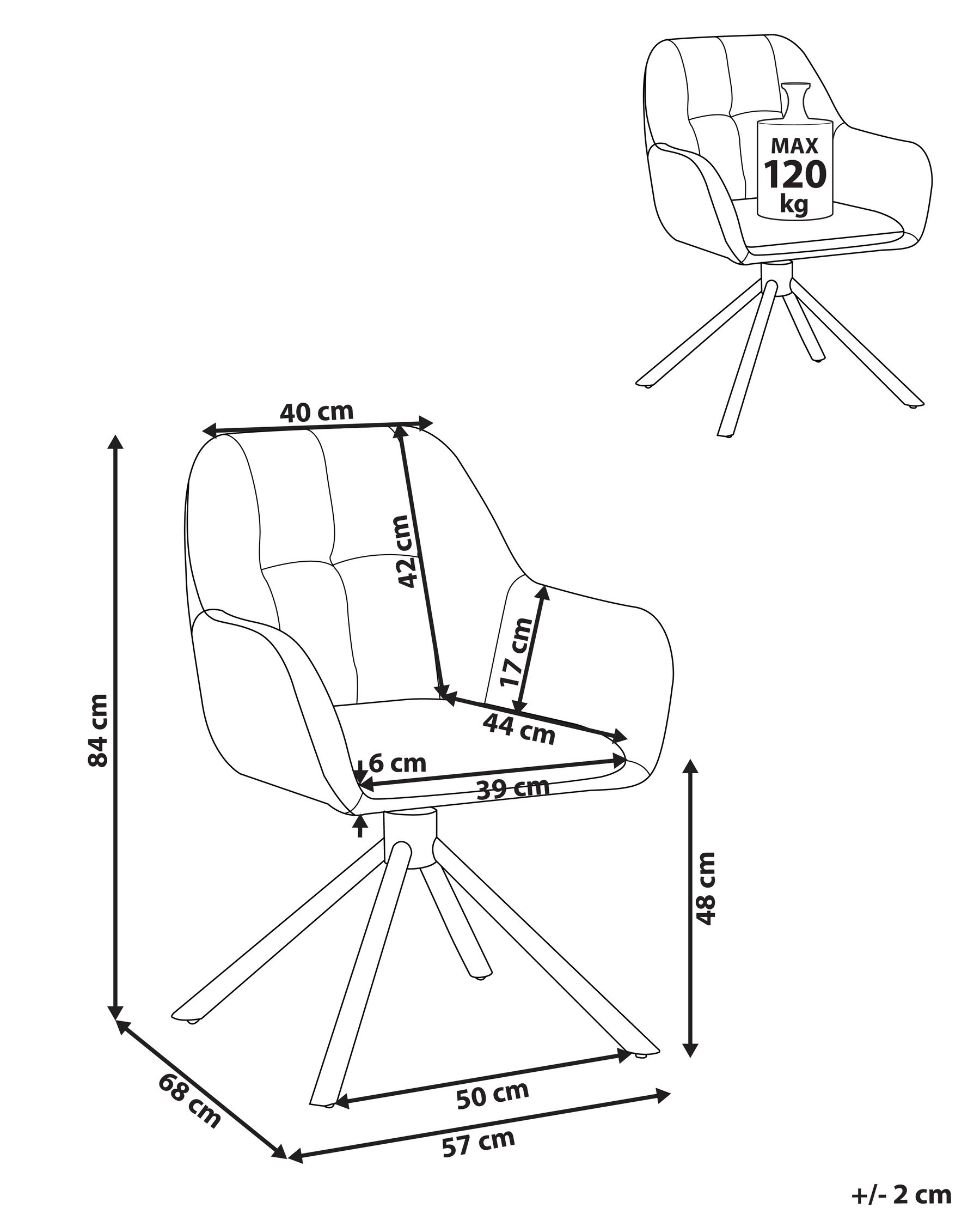 Dining Chair Swivel UBLY Fabric Off-White_993215