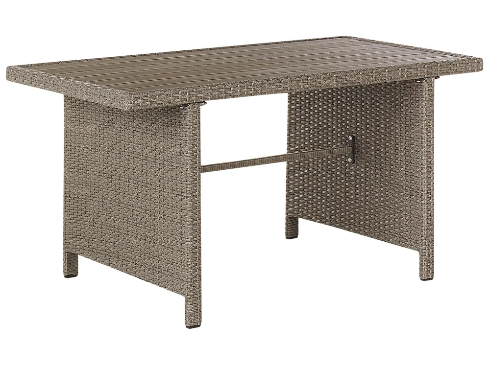 Lounge Set mit Tisch und Ottomane 5-Sitzer BARDI inkl. Kissen Polyrattan Taupe_820395