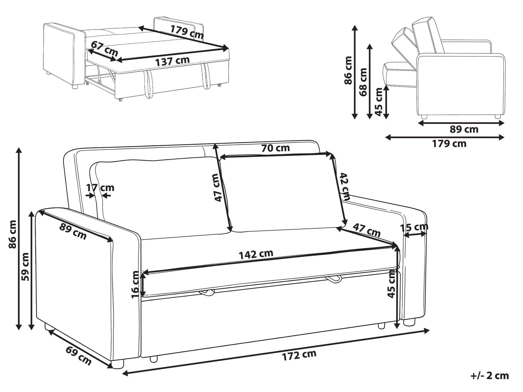 Schlafsofa UTTELA Stoff Grau_1030332