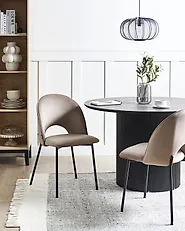 Set of 2 Dining Chairs COVELO Velvet Taupe_1154720