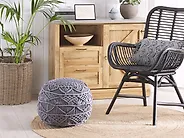 Pouffe Macramé KAYSERI Cotton Grey_1182921