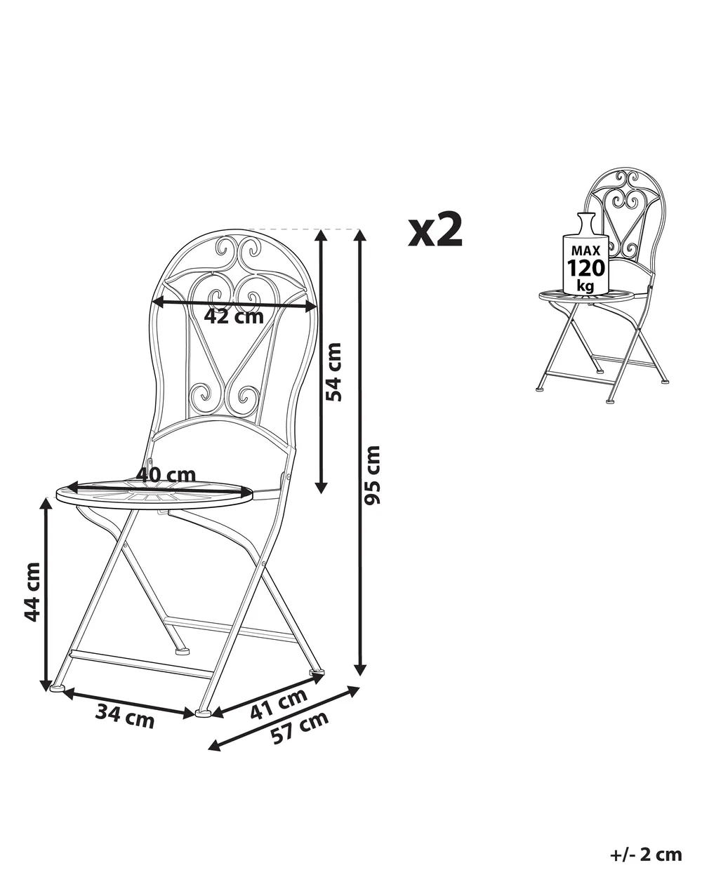 Gartenstuhl 2er Set TRENTO Metall Hellgrün_774629