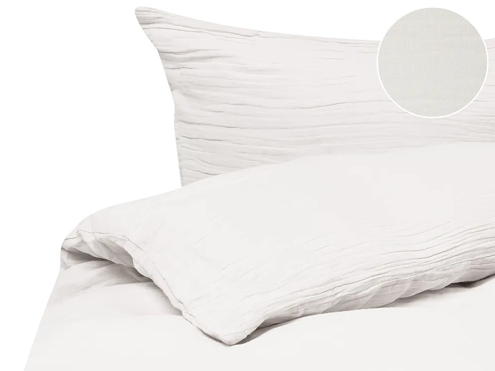 Bettwäsche-Set SUMNER 200 x 200 cm Baumwollmusselin Cremeweiß