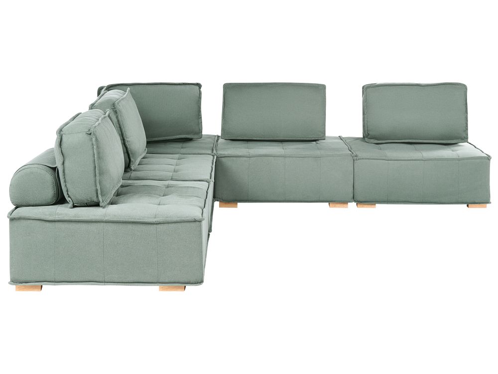 Modul Ecksofa 5-Sitzer TIBRO Stoff Hellgrün rechtsseitig