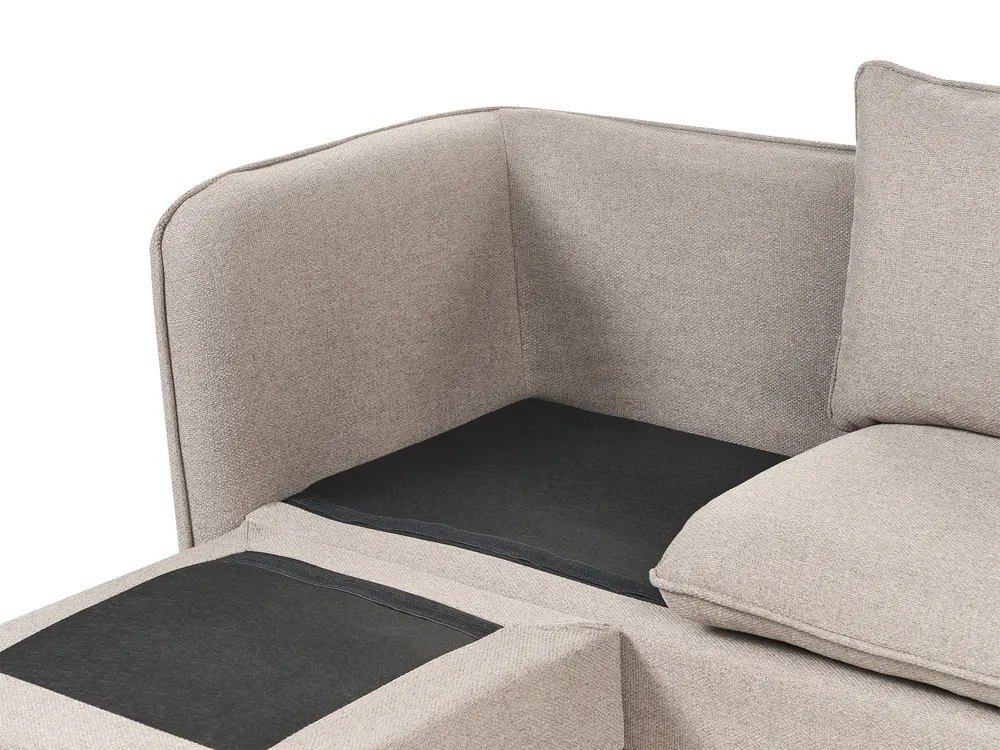 Sofa 3-Sitzer DALVIK mit Ottomane Stoff Hellbraun_981877