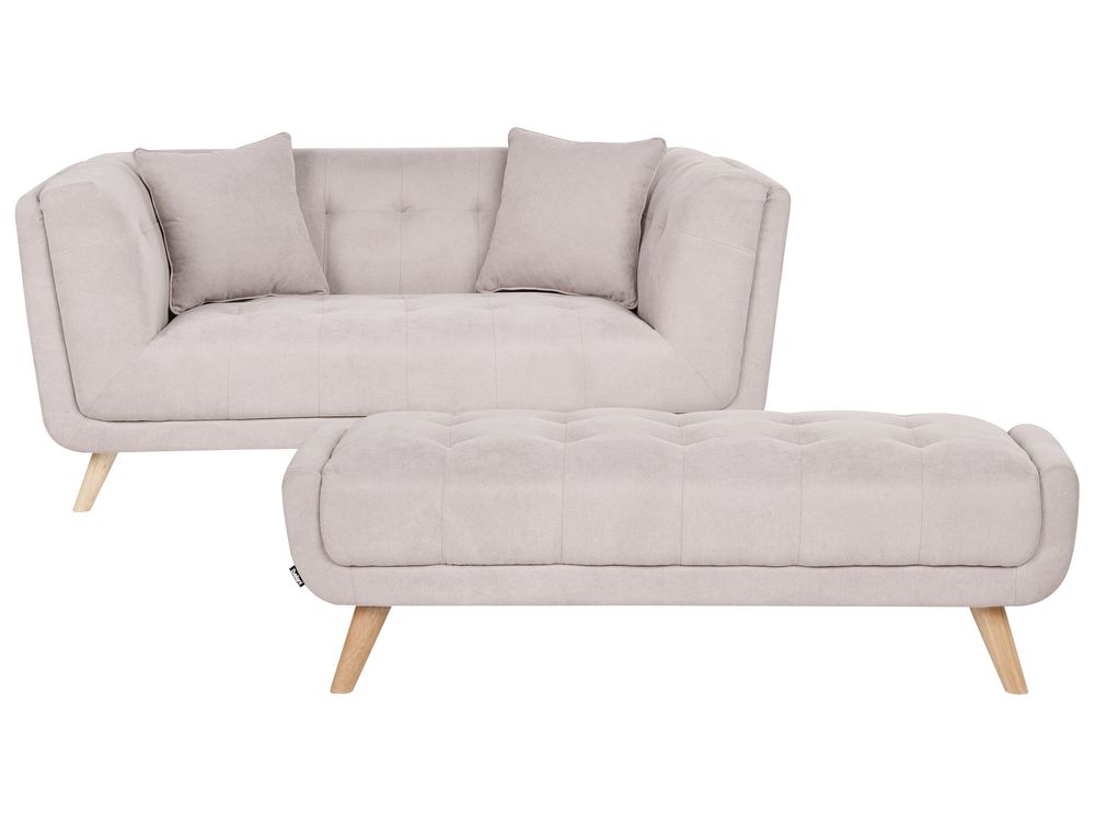 Sofa dvosjed HABO s stolcem Tkanina Sivo-bež