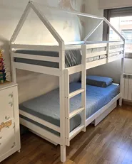 Hochbett mit Schubladen TERNAS Kiefernholz Weiß 90 x 200 cm mit Stauraum_1068110