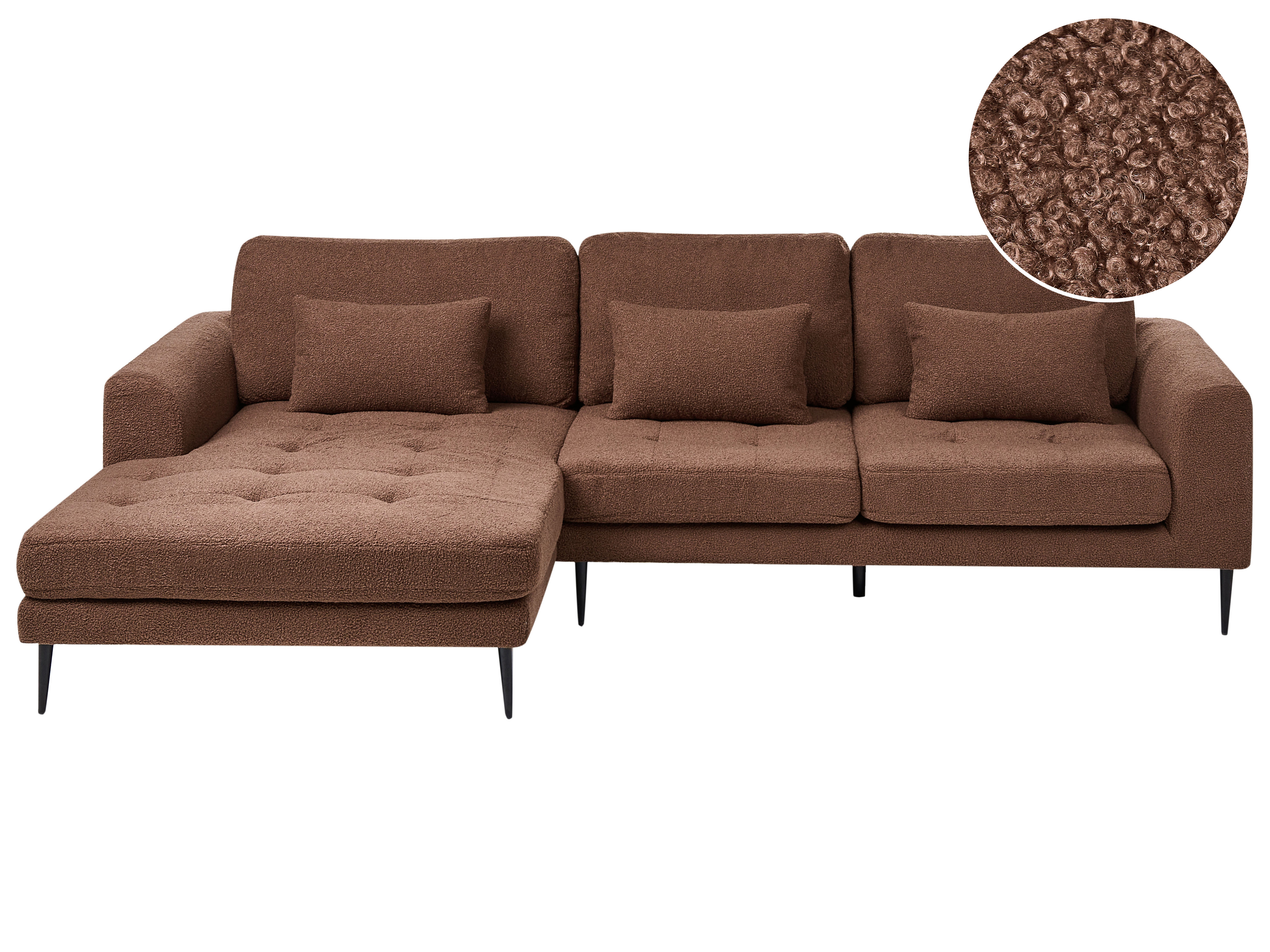 Ecksofa 3-Sitzer FLAM Bouclé Braun rechtsseitig