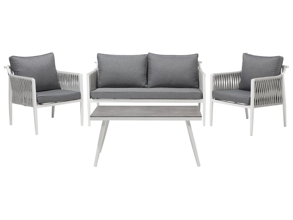 Garden Lounge Set with Table 4 Seater LATINA Metal Grey