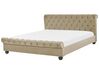 Bett mit Lattenrost Samtstoff AVALLON 180 x 200 cm Beige
