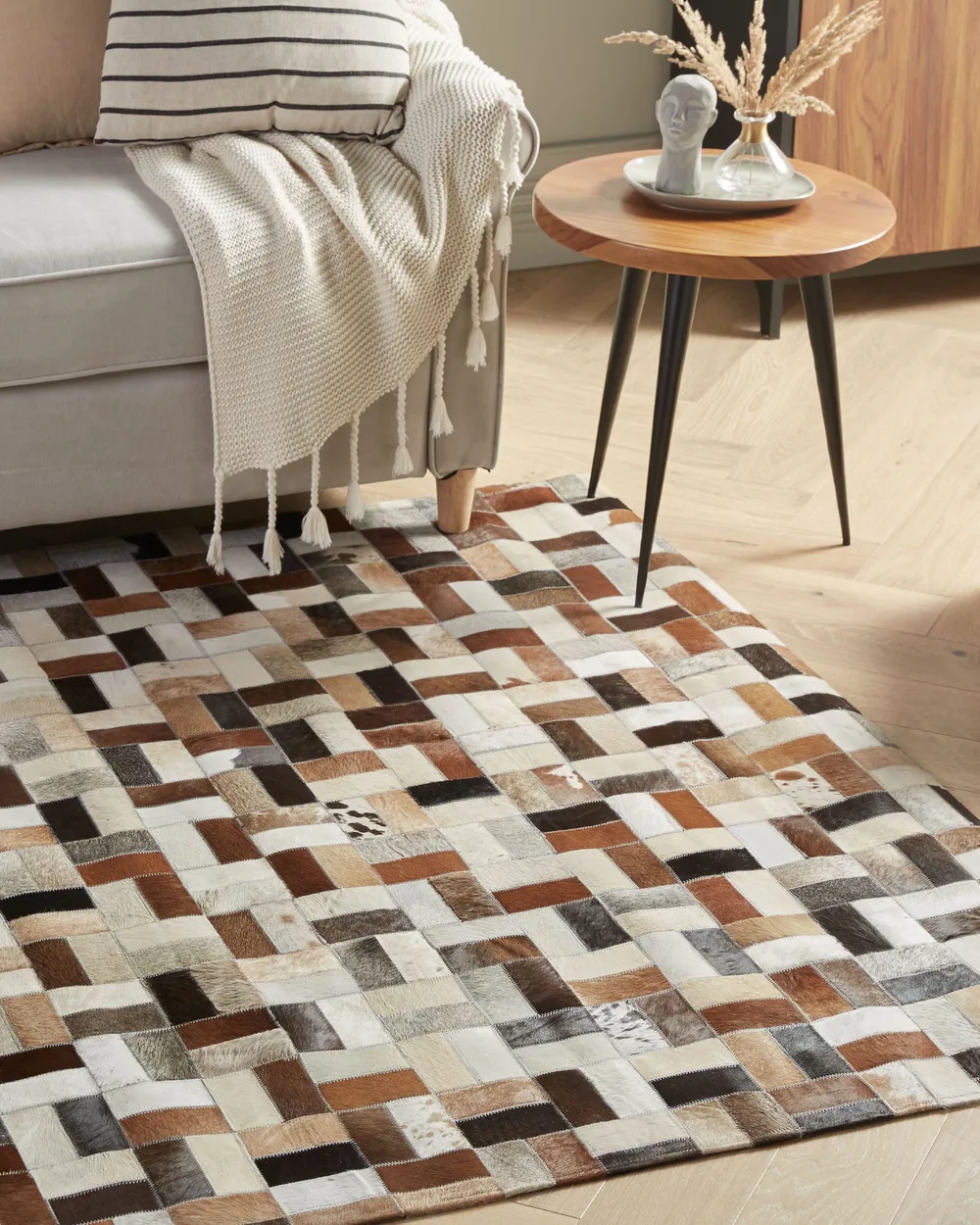 Teppich CESME Bunt 160 x 230 cm Echtleder