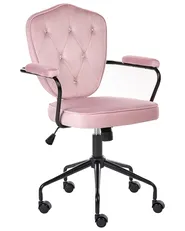 Schreibtischstuhl VELISSE Samtstoff Pastellrosa_1062722