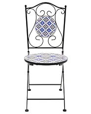 Gartenstuhl 2er Set SIPONTO klappbar Metall Weiß / Blau_1155768
