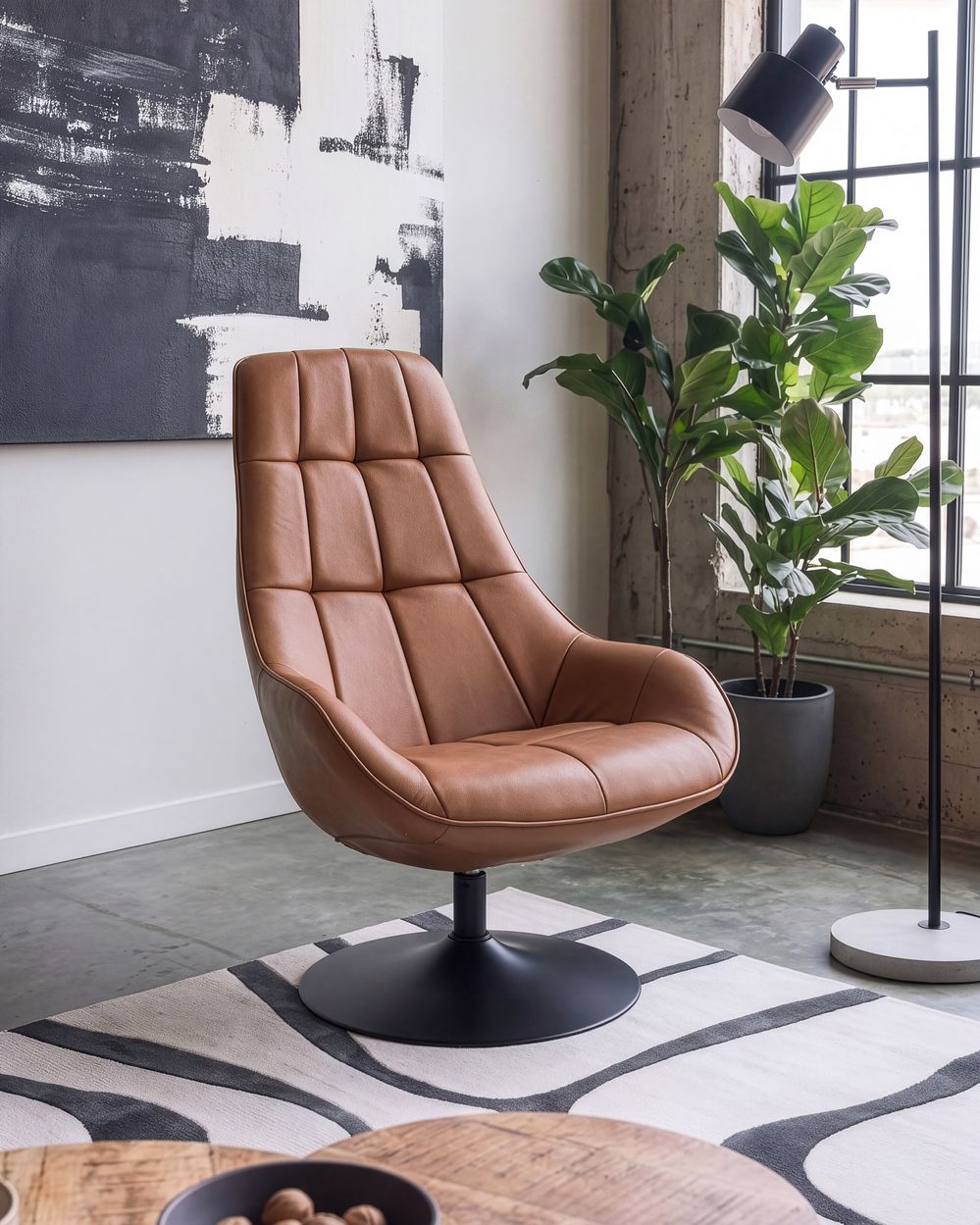 Draaifauteuil MARSTRAND Kunstleer Bruin