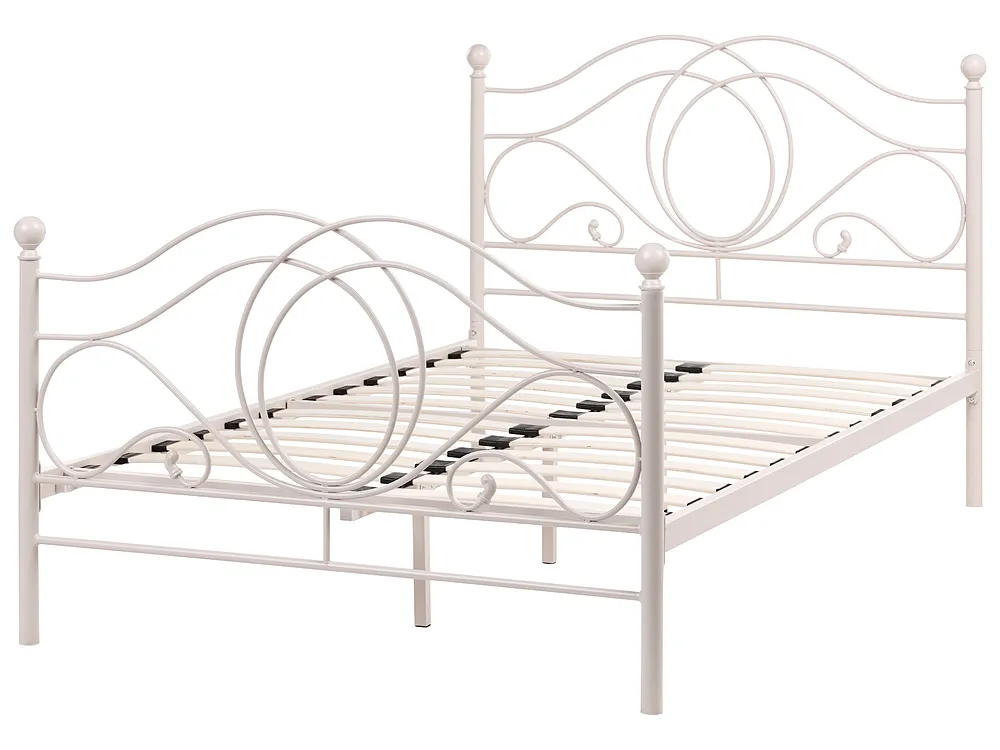 Bett mit Lattenrost Metall LYRA 120 x 200 cm Hellbeige_1161994