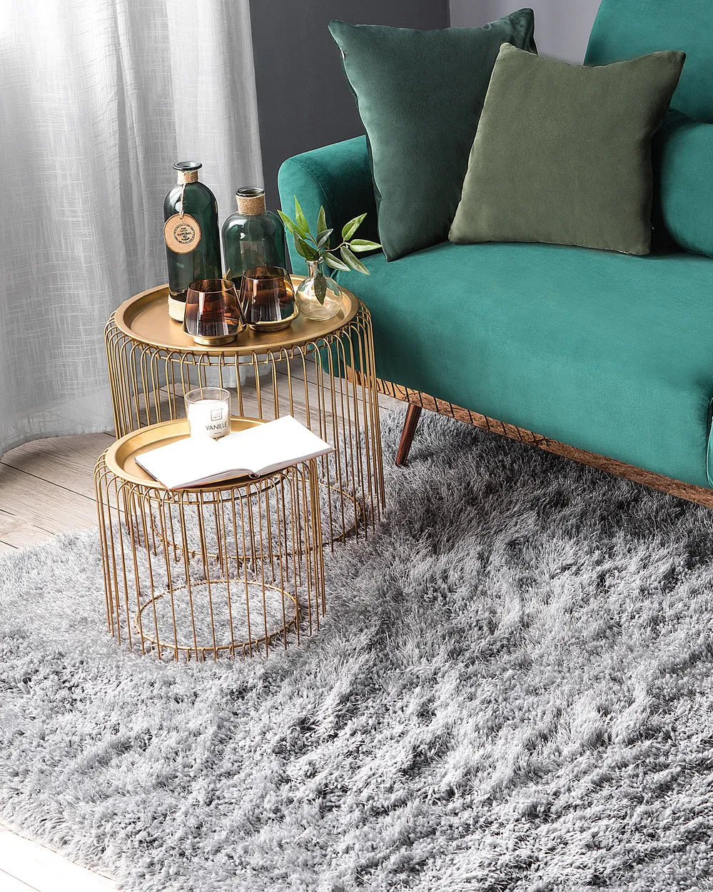 Tapis Carré poils longs - Cozy Shaggy gris foncé
