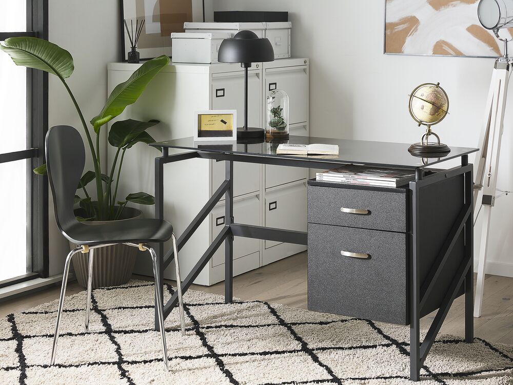 Bureau MORITON 117 cm 57 cm met opbergruimte Zwart