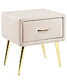 Nachttisch mit 1 Schublade FLAYAT Samtstoff Hellbeige