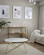 Couchtisch MERIDIAN Sicherheitsglas Weiß / Gold_855896