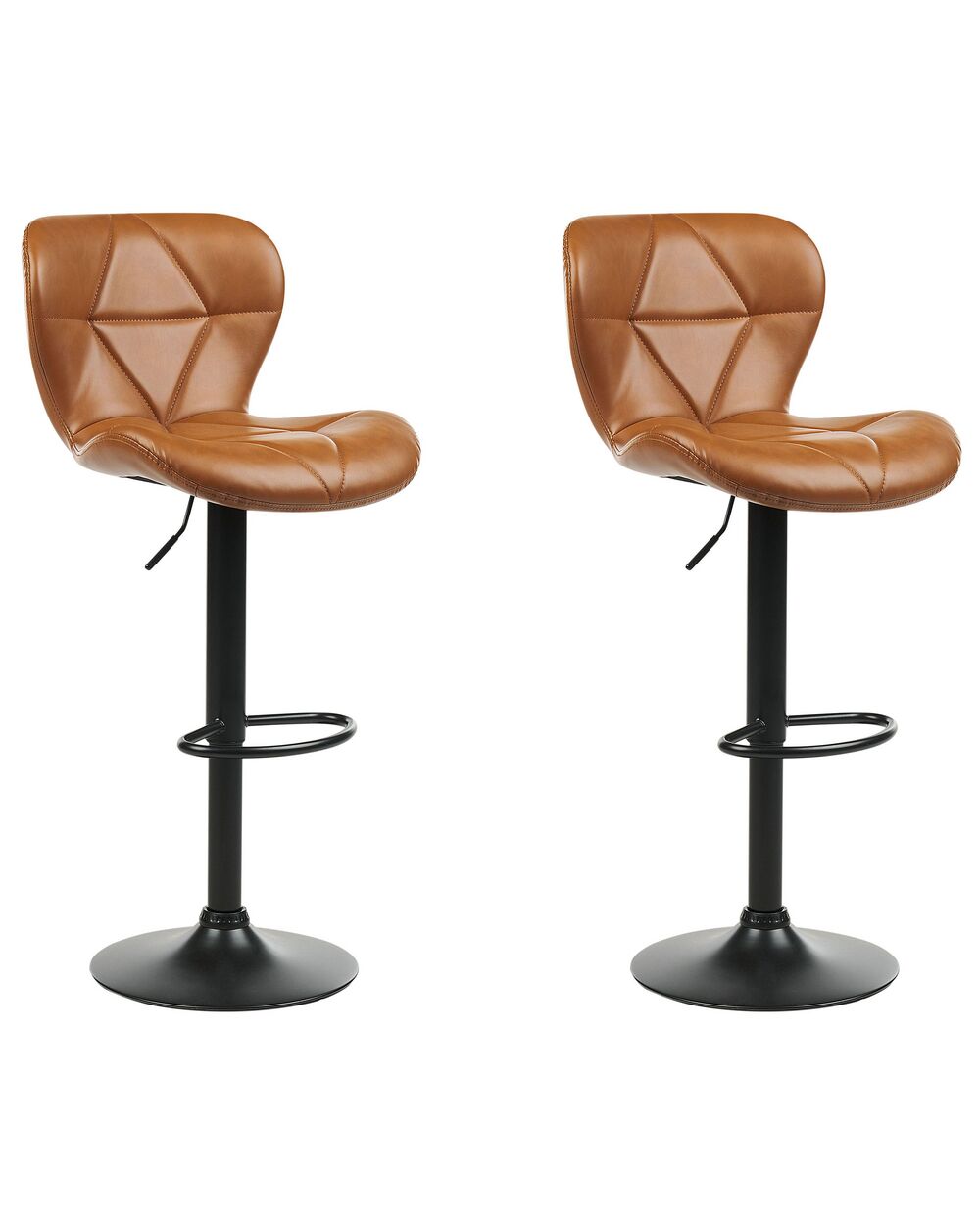 Set of 2 Bar Chairs VALETTA Swivel Faux Leather Golden Brown