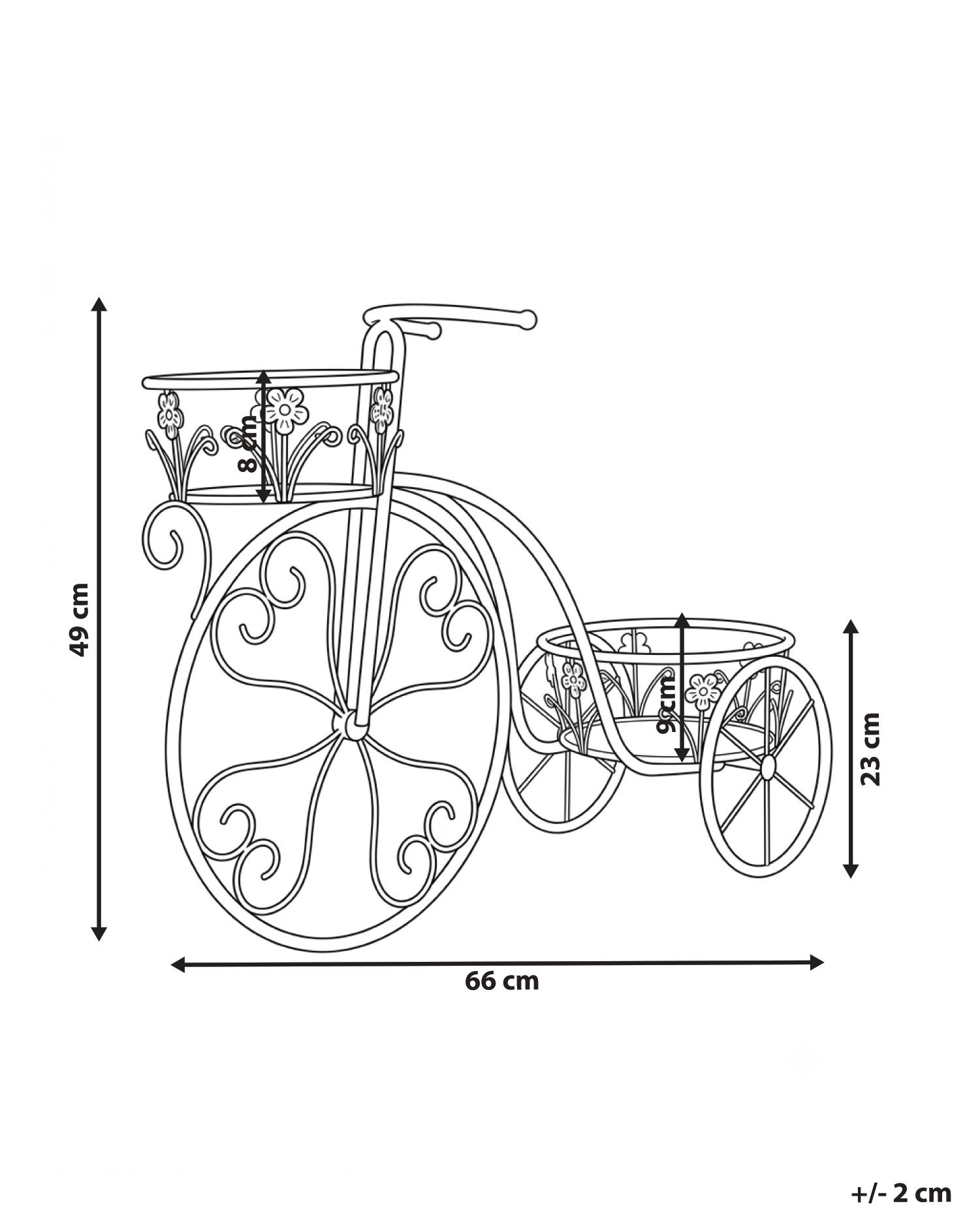 Pflanzenständer Fahrrad WILDROSE 66 cm Metall Cremeweiß_1093879