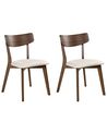 Set van 2 eetkamerstoelen HOLLY Hout Donkerbruin/off-white