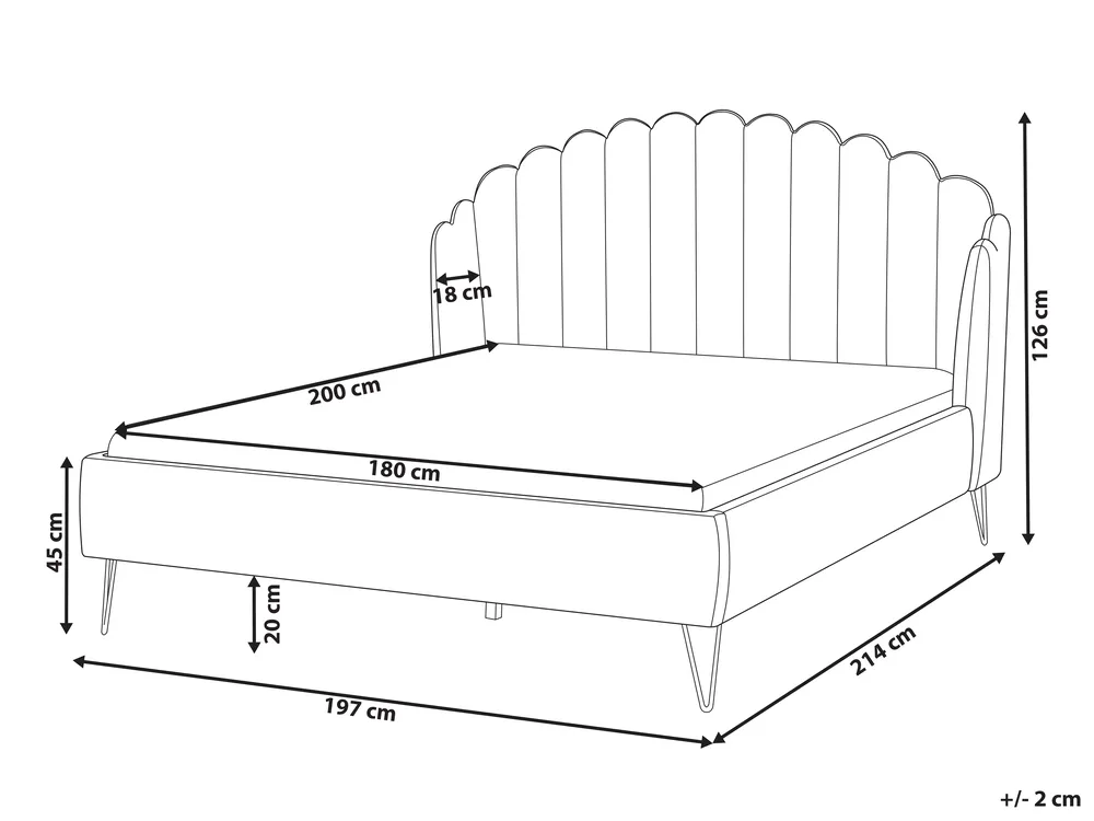 Bett mit Lattenrost Bouclé AMBILLOU 180 x 200 cm Cremeweiß_967577