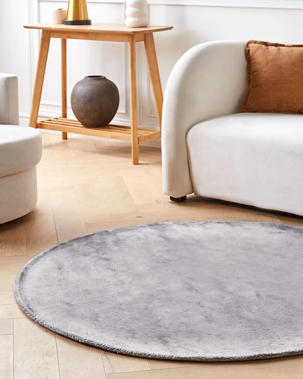 Rug GESI Light Grey ø 140 cm Viscose_1178027