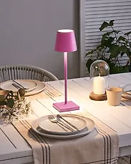 Kabellose LED Tischlampe BACEIRO Metall Rosa_1177486
