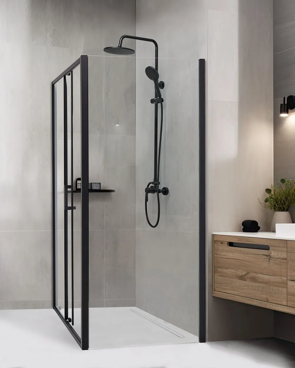 Duschkabine YORO 80 x 100 x 185 cm Schwarz