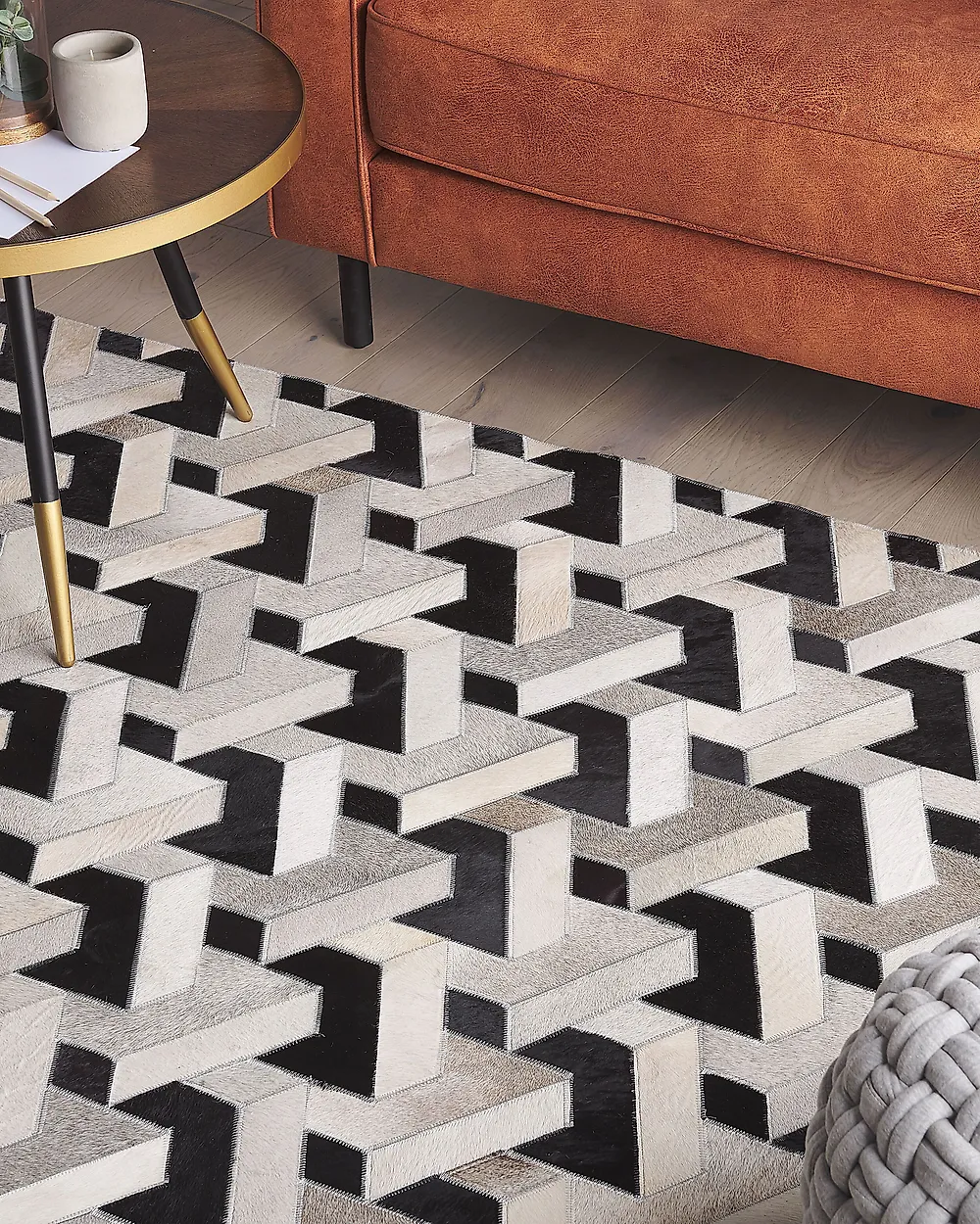 Rug NARMAN Grey 140 x 200 cm Leather_1177946