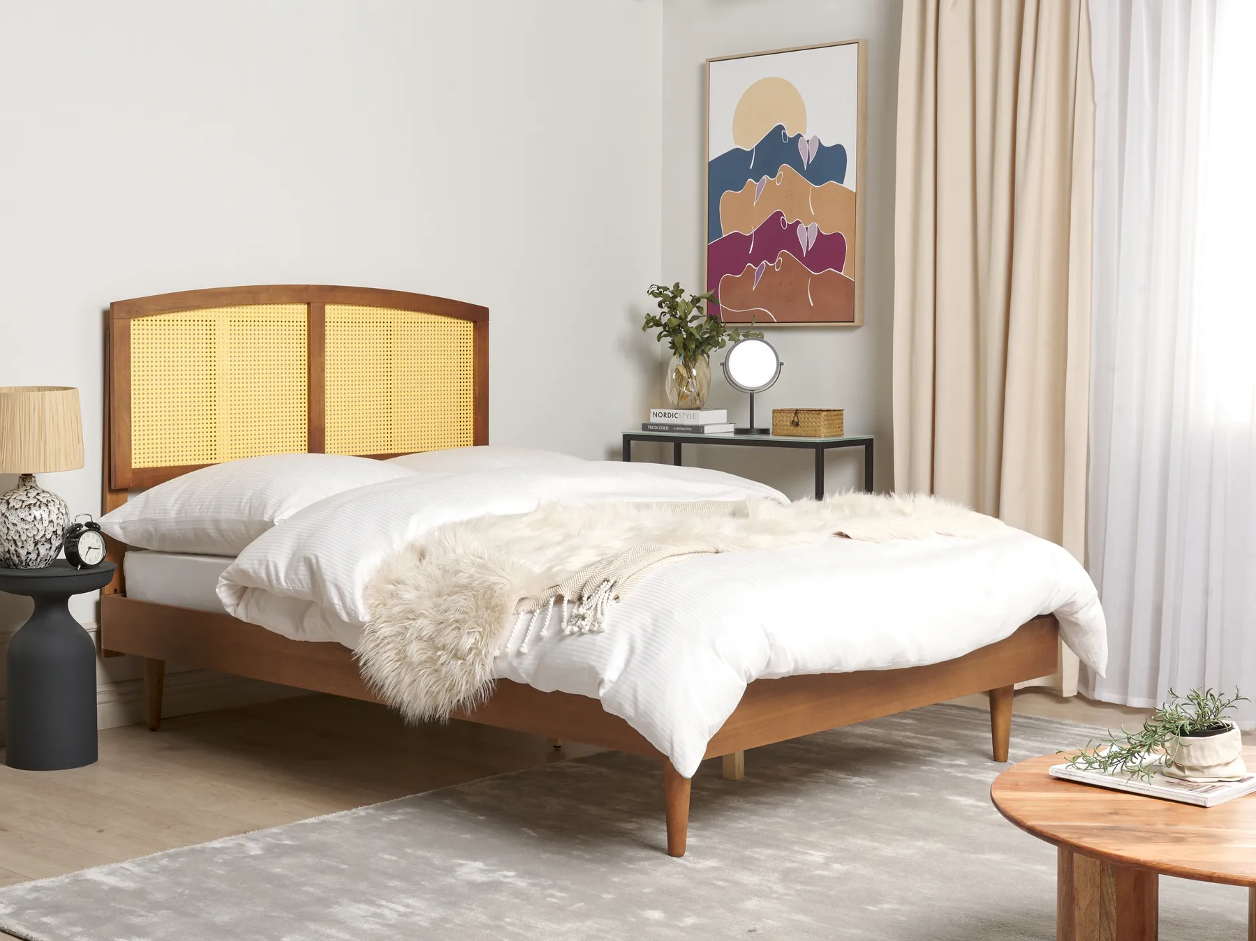Bett mit Lattenrost Rattan VARZY 140 x 200 cm Braun_943931