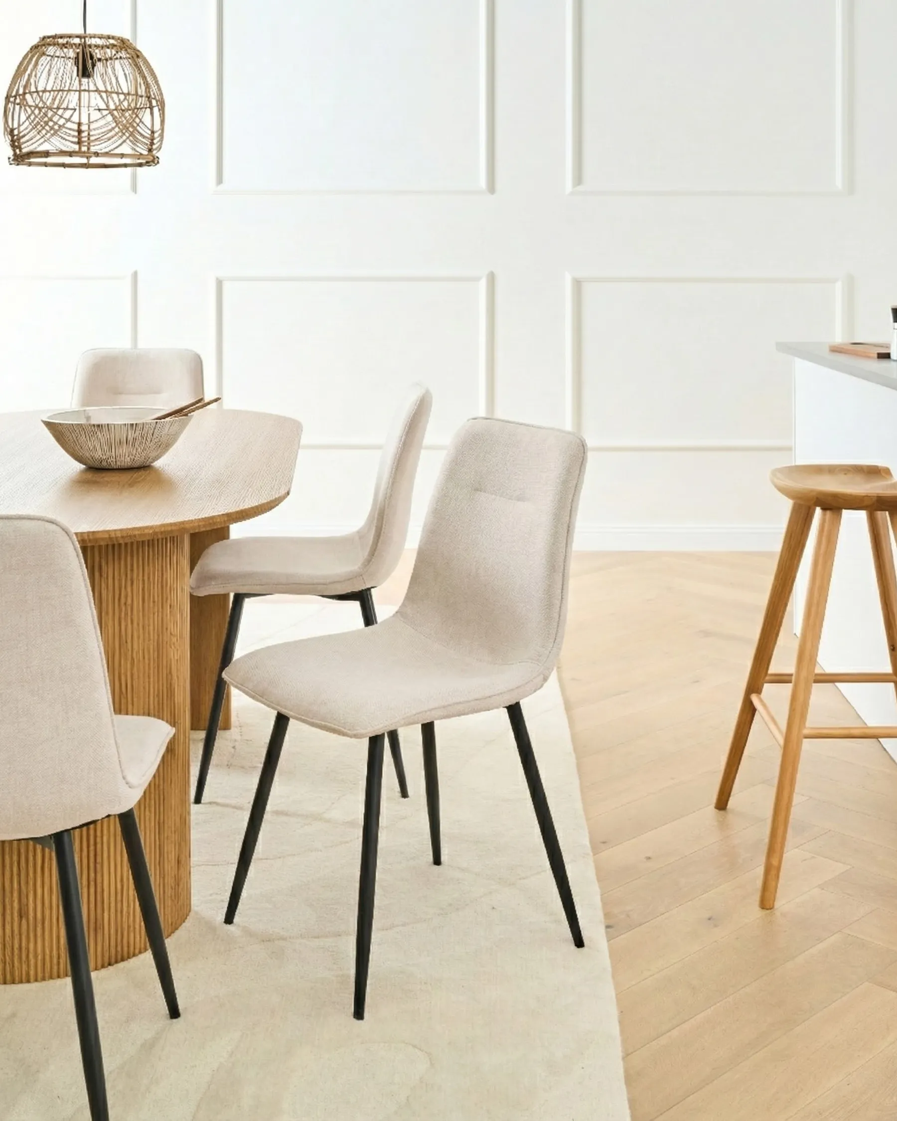 Esszimmerstuhl 4er Set TUSCOLA Stoff Hellbeige_999512