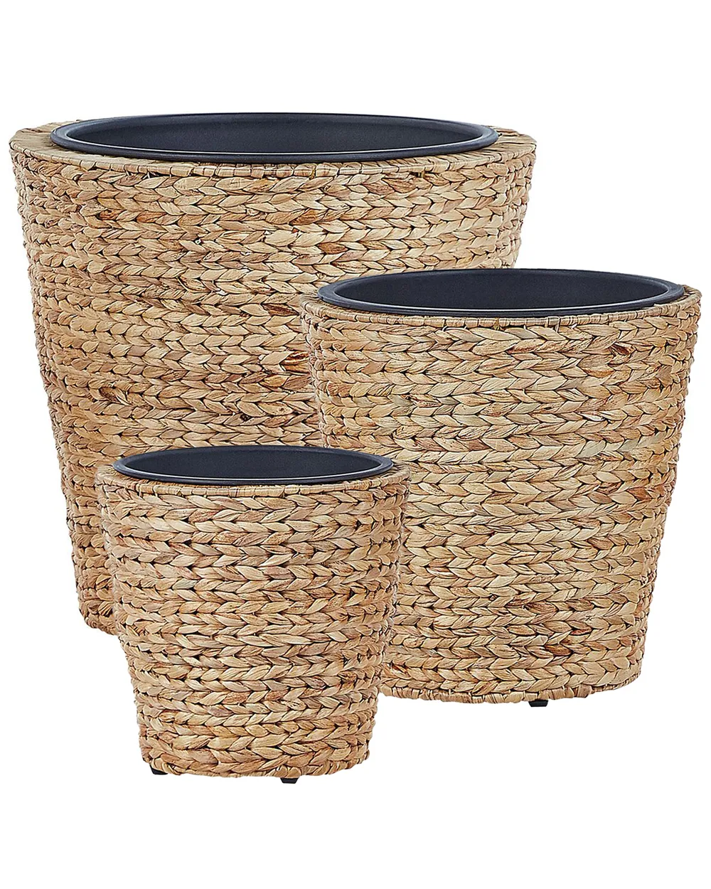 Set mit 3 Blumentöpfen PLAKA 29/37/49 cm Wasserhyazinthe Naturfarben
