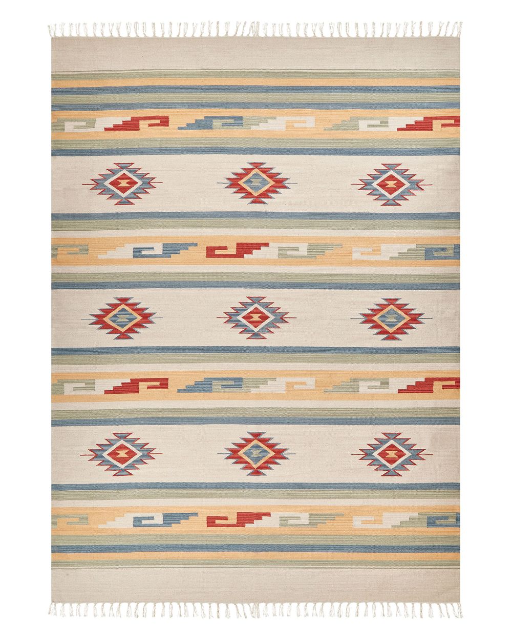 Vloerkleed APARAN Beige 140 x 200 cm Kelim Katoen