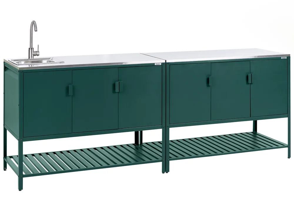 2 Piece Outdoor Kitchen Set with Sink MAENZA Green Metal