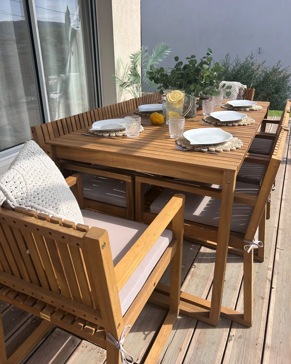 Gartenmöbel Set 8-Sitzer SASSARI PREMIUM inkl. Kissen zertifiziertes Akazienholz Taupe_1030961