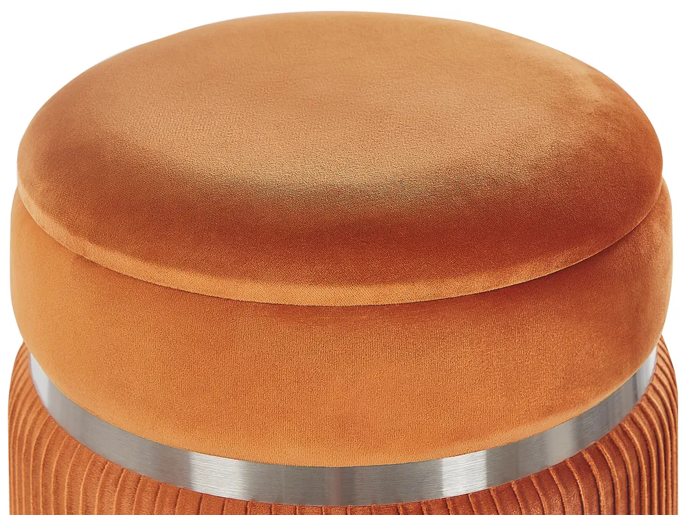 Pouf mit Stauraum 2er Set CAMDENTON Samtstoff Orange_823889