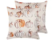 Dekokissen 2er Set CUCURBITA 45 x 45 cm Samtstoff Beige Pflanzenmuster_830069