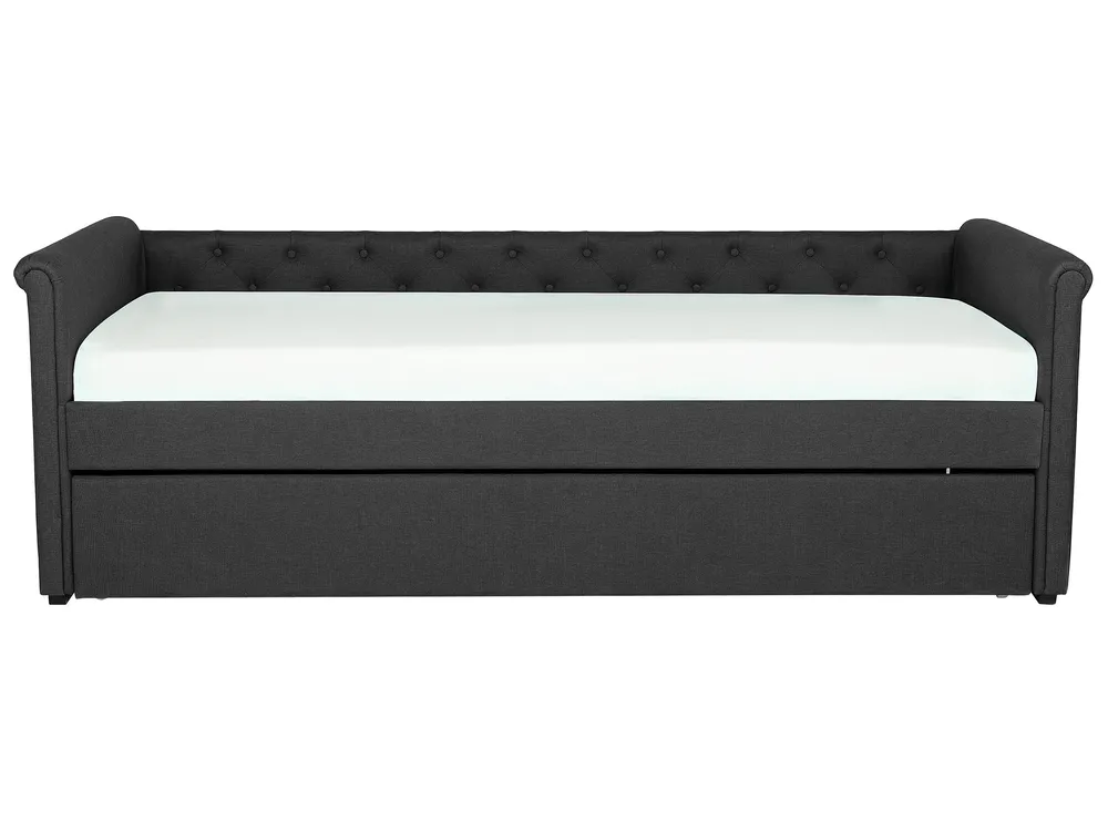 Ausziehbett Stoff LIBOURNE 80 x 200 cm Dunkelgrau_770625