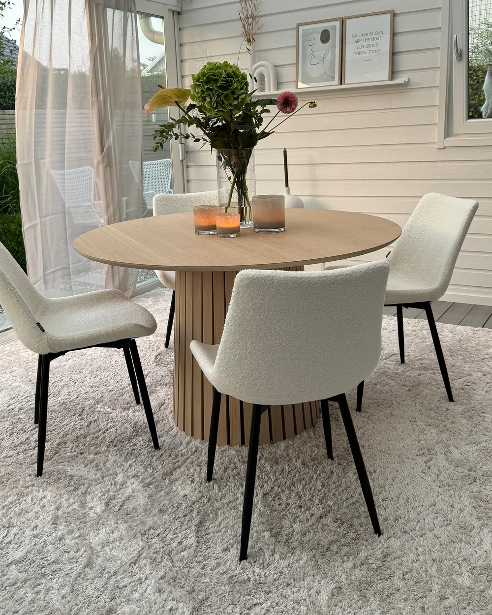 Set of 2 Dining Chairs AVILLA Boucle White_978534